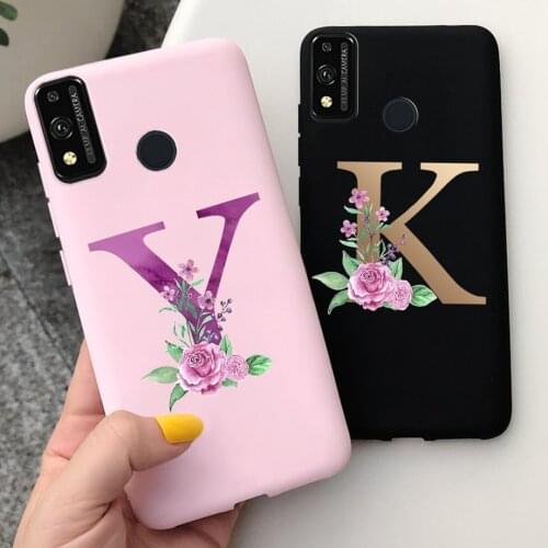 Letters A To Z Phone Case For Huawei Honor 9X Lite Case 6.5" Soft TPU Shockproof Back Cases For Honor 9x Lite Cover 9 X JSN-L21