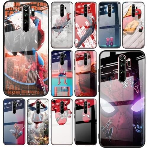 Tempered Glass Cover Marvel Spider-Man For Xiaomi Redmi Note 10 10S 9T 9S 9 8T 8 7 5G Pro Max Phone Case Shell