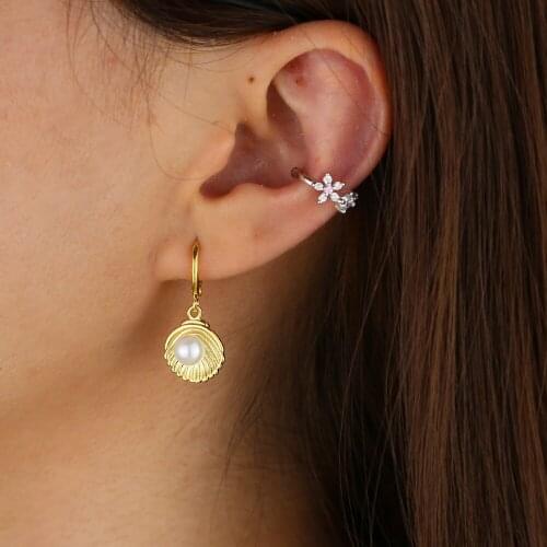 Cheap cuff no piercing ear cuff star earring Gold filled sparking bling cz clip on earring 1 piece flower cz jewelry