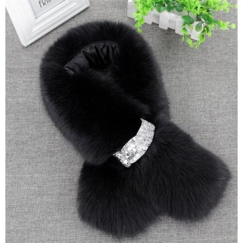 Luxury Genuine Real Fox Fur Long Scarfs Scarves Wraps Collar Fashion Accessories