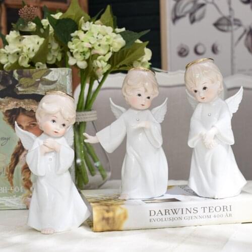 European Ceramic Figure Angel Gril Decoration Lovely Crafts Livingroom Ornaments Home Furnishing Creative Wedding Christmas Gift