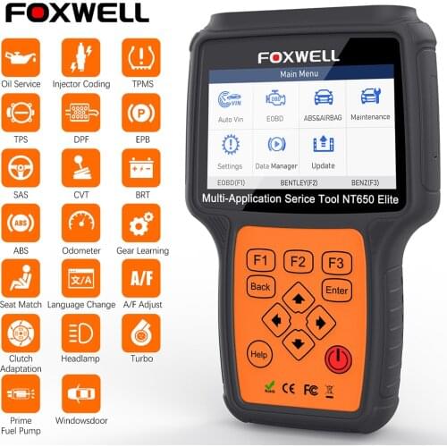 Foxwell NT650 Elite OBD2 Car Diagnostic Tool Engine ABS SRS Airbag 20 Reset function Auto Scanner Automotivo OBD 2 Code Reader