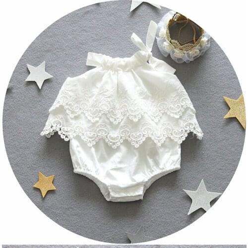 Cotton Baby Clothing Toddler Rompers for Girls Clothes Bowknot Sleeveless White and Pink Lace Baby Girl Clothes Newborn
