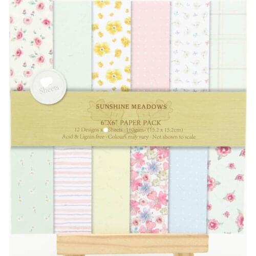 KLJUYP 12pcs Sunshine Meadows Scrapbooking Pads Paper Origami Art Background Paper Card Making DIY Scrapbook Paper Craft