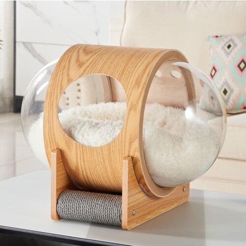 Space Capsule Cat Nest Transparent Capsules Cathouse Doghouse Four Seasons Universal Closed Cat Tunnel Bedside Table Cat Nest