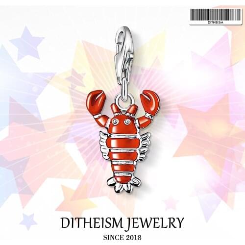 Red Lobster Charms Pendant, 2018 Fashion Jewelry 925 Sterling Silver Cute Gift For Women Boy Girls Fit Bracelet Necklace Bag