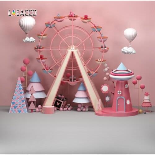 Laeacco Amusement Park Ferris Wheel Hot Air Balloons Photo Backgrounds Baby Portrait Photography Backdrops Photophone Photozone