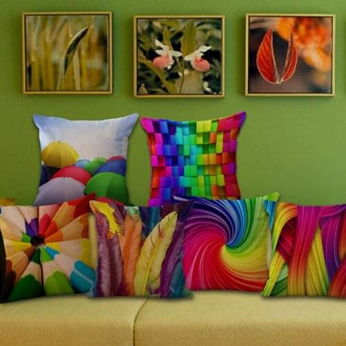 Hot Fashion Home Decorative Pillowcase For Home Hotel Hug Pillow cover Case 1 piece 45X45cm Colorful Pencil Umbrella Pattern