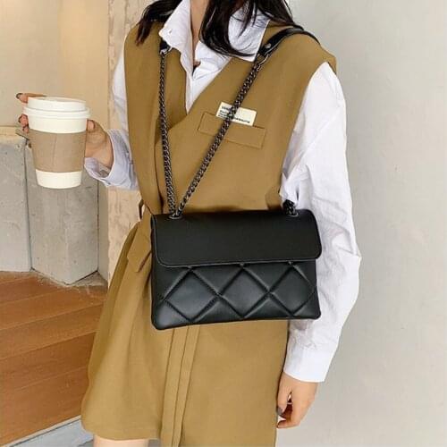 Small Simple PU Leather Crossbody Bags For Women 2021 Fashion Trending Chain Shoulder Handbags Female Flap Clutch Bag Mini Purse