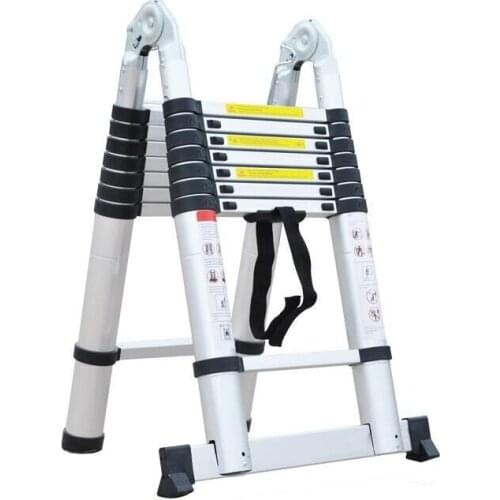 Multifunctional household lifting ladder 1.6M+1.6M Practical Aluminum Alloy Folding Ladder Adjustable Telescopic Ladde 3.2M