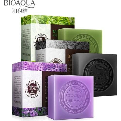 Bamboo charcoal soap matcha soap cleaning and hydrating lavender combination handmade essential oil soap black soap