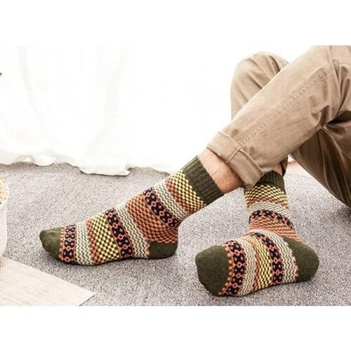 Colorful Mens Socks Harajuku Colorful Happy Funny Ethnic Thick Warm Sock Christmas Gift Winter Long Socks Casual Crew Socks