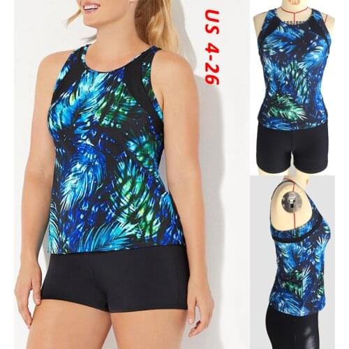 2021 New Swimwear Plus Size Female Tankini Bodysuit Two Piece Print Sport Swimsuit Women Beach Wear Swimming