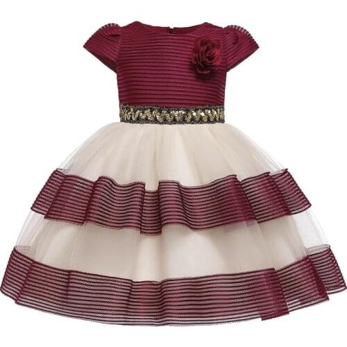 Flower girl Princess Wedding Party Beaded Flower dress girl babys first birthday party holiday Eucharist formal ball dress