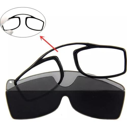 Portable Mini Nose Clip Reading Glasses Men Women TR90 UltraLight Pocket Glasses Black with Case +1.5 2.5