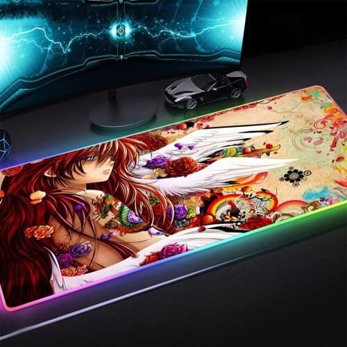 RGB Game Anime Mouse Pad Computer Mouse Pad Gamer Large Mouse Pad Mouse Pad XXL Backlit Pad Desk Mauspad with Backlight 40X90CM