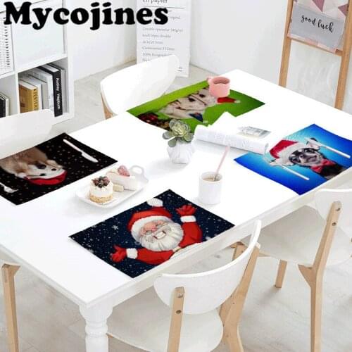 Good Selling Merry Christmas Tablecloth Santa Claus Tea Towel Cat Dog Restaurant Living Room Napkin Wedding Gift Table Flag