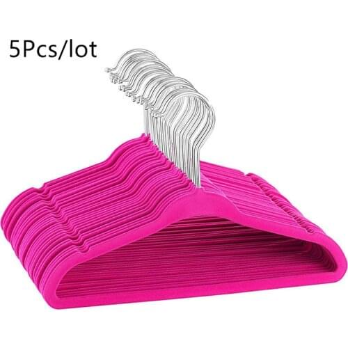 5PCs Pink 360 Swivel Hanger Hook Velvet Hangers Nonslip Clothes Hangers Clothes Racks 28cm Kids Children Coat Organizer