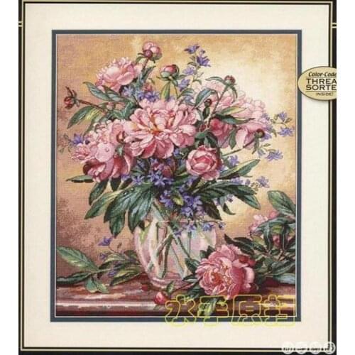 Fishxx Cross Stitch,T401flowers[romantic peony] sitting room,soluble printing,100% accurate pattern,11CT,Need to embroidery