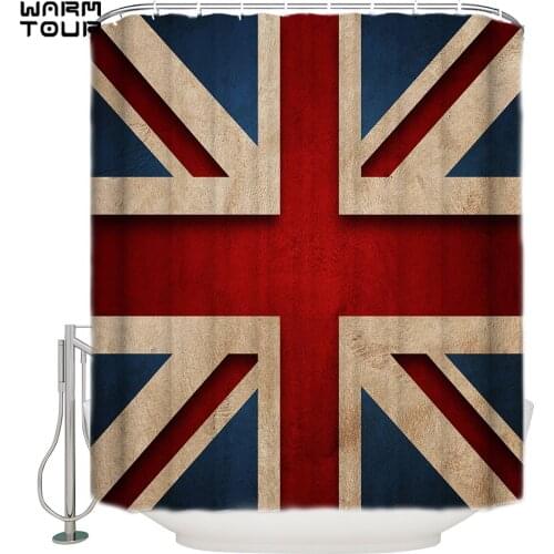 WARMTOUR Shower Curtain British Flag Waterproof Shower Curtain Bathroom Decor