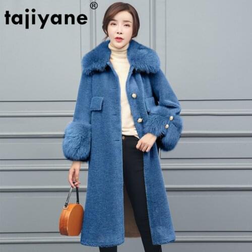 Coat Winter Autumn Women Clothes 2021 Fox Fur Collar Wool Jacket Real Fur Coat Sheep Shearling Korean Suede Lining Tops ZT3664