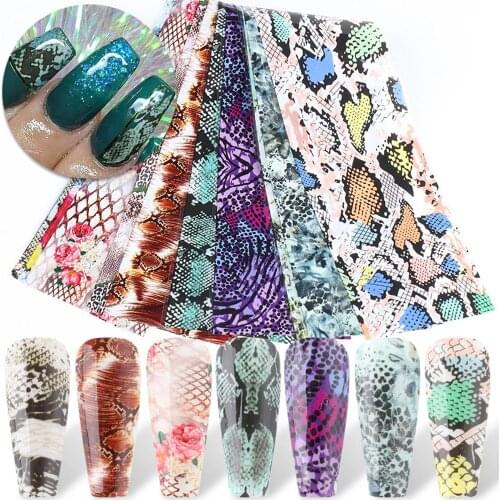 10Pcs Classic Snakeskin Transfer Foil Nail Art Decal Stickers Manicure Decor Nail Art Decals Sticker NailArt Decals Decoration