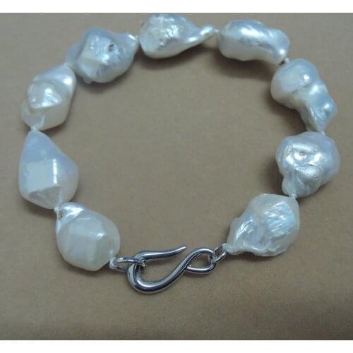 100% nature freshwater pearl bracelet with big baroque shape-nature colors-13-17 m big baroque pearl