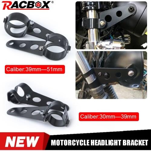 2 Pcs Black Motorcycle Headlight Brackets Universal Stainless Steel Mount Stand Support 30-39mm 39-51mm Motorcycle Accessories