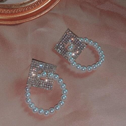 2021 New Lovely Colourful Earrings For Women Geometry Circle Simulated Pearl Earrings