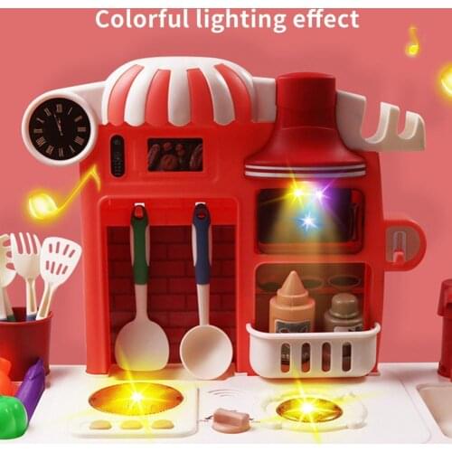 23Pcs Children Play House Tableware with Light Music Mini Kitchen Educational Toy Set Kids Gift