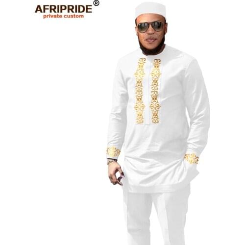 African Clothing for Women Print Shirts Ankara Pants and Tribal Hat 3 Piece Set Dashiki Outfits Attire AFRIPRIDE A1916076B