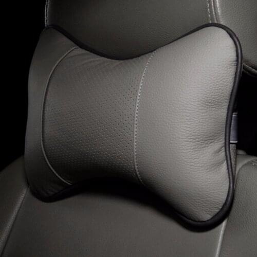 Car Pillow PU Leather Neck Headrest Super Soft Memory Foam Auto Seat Cover Head Neck Rest Cushion Hole-digging Car Headrest