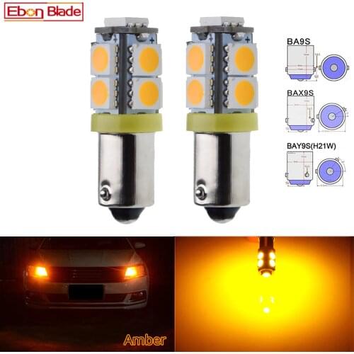 2Pcs Car LED Bulb 6V 12V 24V Amber Orange BA9S BAX9S BAY9S Interior Instrument Dome Reading Light Sourse 260LM T4W H6W H21W Lamp