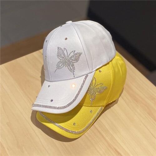 Best-selling Ladies Baseball Caps Summer Fashion Wild Sunshade Hats Korean Version of Rhinestone Butterfly Street Hip-hop Cap