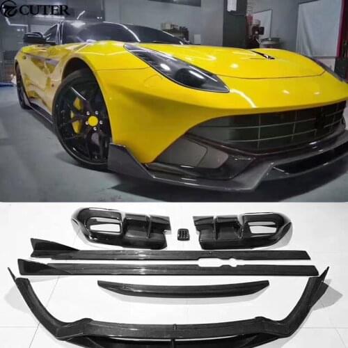 F12 DMC style Car body kit Carbon fiber front lip rear diffuser Side skirts rear spolier for Ferrari F12 2013