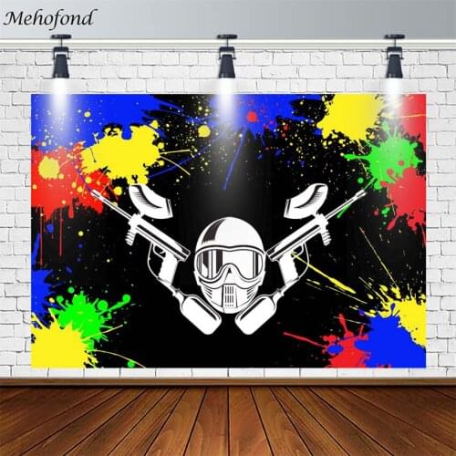 Mehofond Paintball Gun Rave Party Backdrops Graffiti Helmet Backgrounds Photography Photo Studio Child Wallpaper Photocall Decor