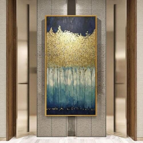 Modern Abstract Gold Leaf Money Tree Hand Painted Oil Painting On Canvas Wall Art For Living Room Home Decoration No Framed