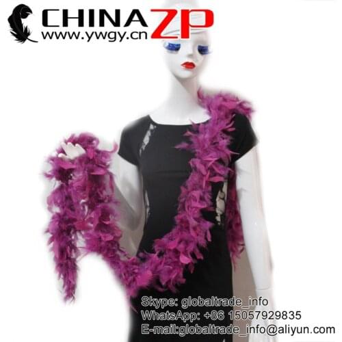 Gold Manufacturer CHINAZP Factory 10 yards/lot Good Quality Dyed Fuchsia 40G Turkey Chandelle Feather Boas