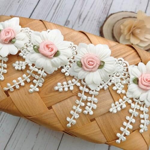 1Yard 9.5cm Width Milk Silk Water Soluble Beaded Lace DIY Handmade Sewing Garment Pillow Decoration Accessories