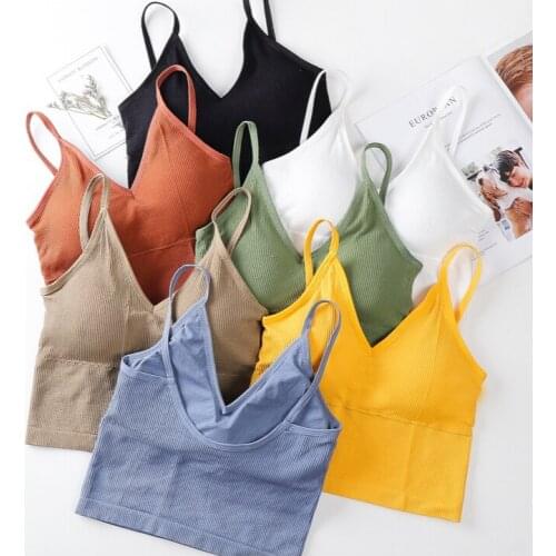 Summer Tank Tube Tops Bra Sexy Womens Seamless Crop Top Underwear Female Brassiere Lady Lingerie With Removable Padded Camisole