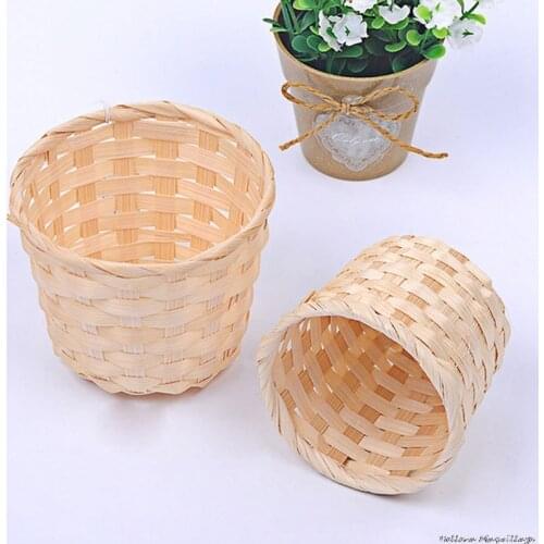 Small Basket Desktop Finishing Home Storage Bamboo Weaving Products Sundries Organizer Rattan Plant Box Wicker Baskets