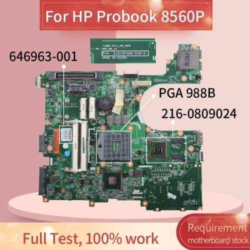 646963-001 646963-501 Laptop motherboard For HP Probook 8560P 6560B QM67 PGA 988B Notebook Mainboard 0105FM00 216-0809024 DDR3