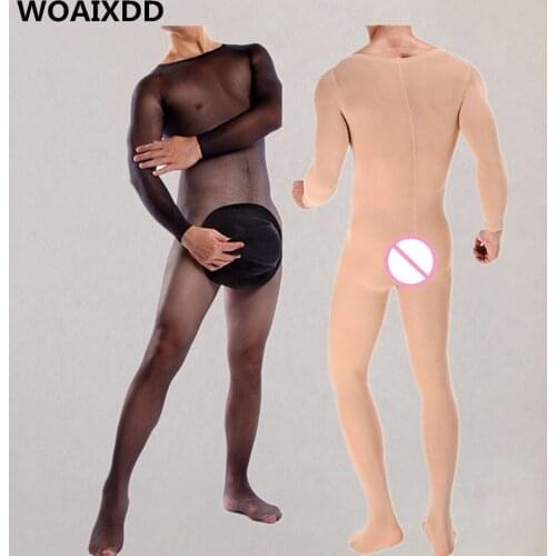 Male Body Stockings Fantasy Sexy Gay Underwear Sissy Open Crotch Jumpsuit Men Erotic Lingeries Fetish Bodysuit Men Sexy Costumes
