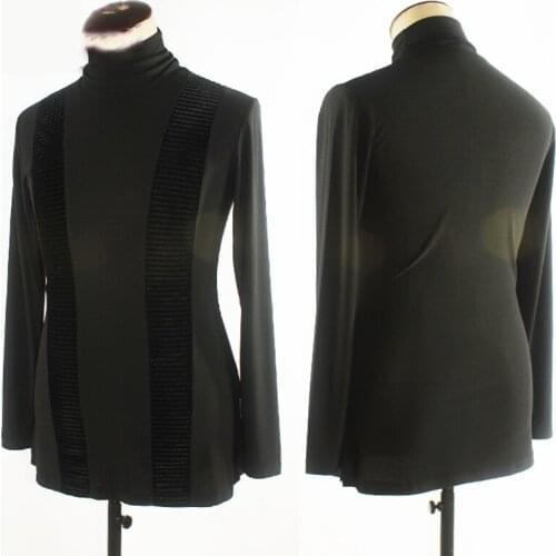 2019 New Men Latin Dance Top High Collar Black Shirt Handsome Ballroom Clothes Men Competition Adult Latin Dance Clothing VDB637