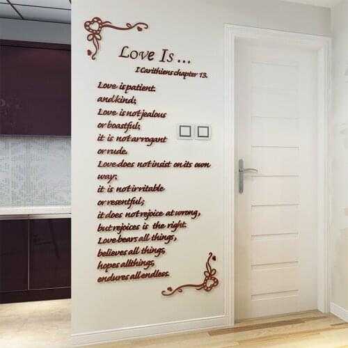 LOVE IS english acrylic photo wall sticker creative personality 3D stickers bedroom bedside background wall surface decoration