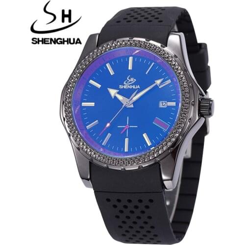 New SHENHUA Mens Watch Black Rubber Band Automatic Mechanical Skeleton Watch For Men Gear Wrist Watch Relogio Masculinos