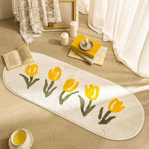 Bedding Room Door Entrance Mat Floral Bath Rug Non-Slip Mat Toilet Door Mat Entrance Door Absorbent Mat Anti-slip Door Mat