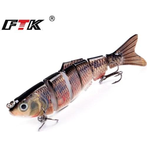 FTK 1pc Fishing Bass Lure 6 Segments 22g Crankbait Swim Bait Sinking Wobblers Multi Jointed with Treble Hook Fishing Tackle Isca