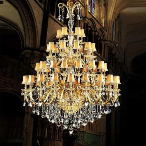 Luxury villa large crystal chandelier European living room chandelier Hotel Gold crystal chandelier lighting modern led lamps