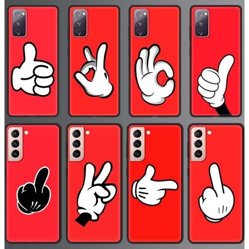 Red Funny gesture Phone Case For Samsung Galaxy S20 FE S10 Plus S21 Ultra 5G S10e S8 S9 Plus S7 Edge Silicone Cover